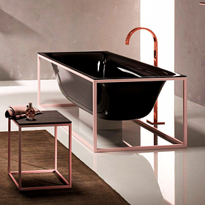 Ванна стальная Bette Lux Shape 180*80*45 BetteGlasur® Plus, черная, каркас матовый розовый